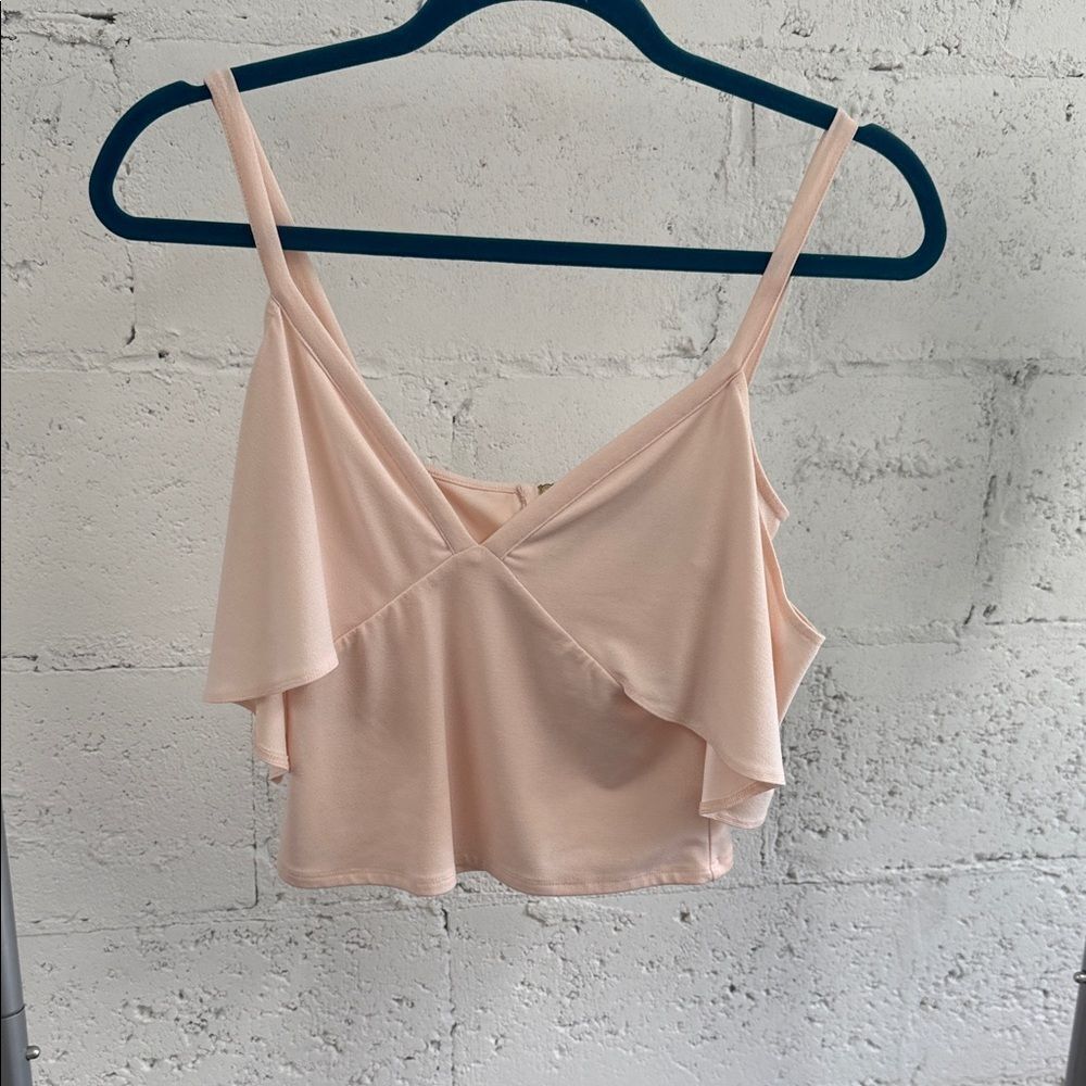 Elegant Creamy Pink Ruffle Women's Top MARCIANO Crop Top - LIKE NEW Size XS